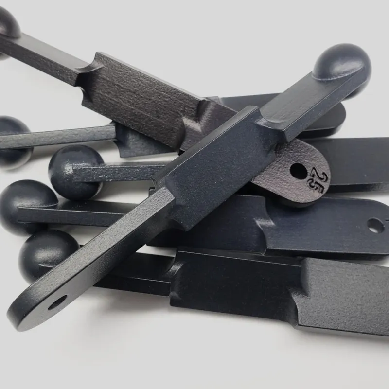 Gray 3D-printed PA11 test parts with different surface finishes