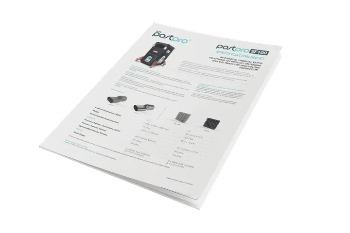 Cover of the PostPro SF100 specification sheet