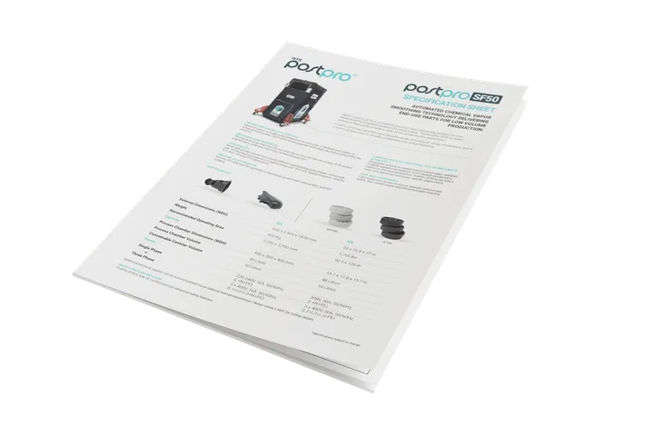 Cover of the PostPro SF50 specification sheet