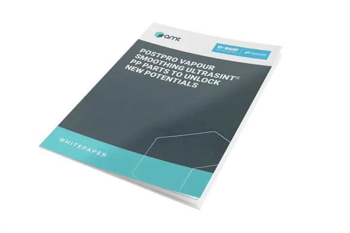 Cover of the whitepaper “Enhancing Ultrasint PP parts with vapor smoothing”